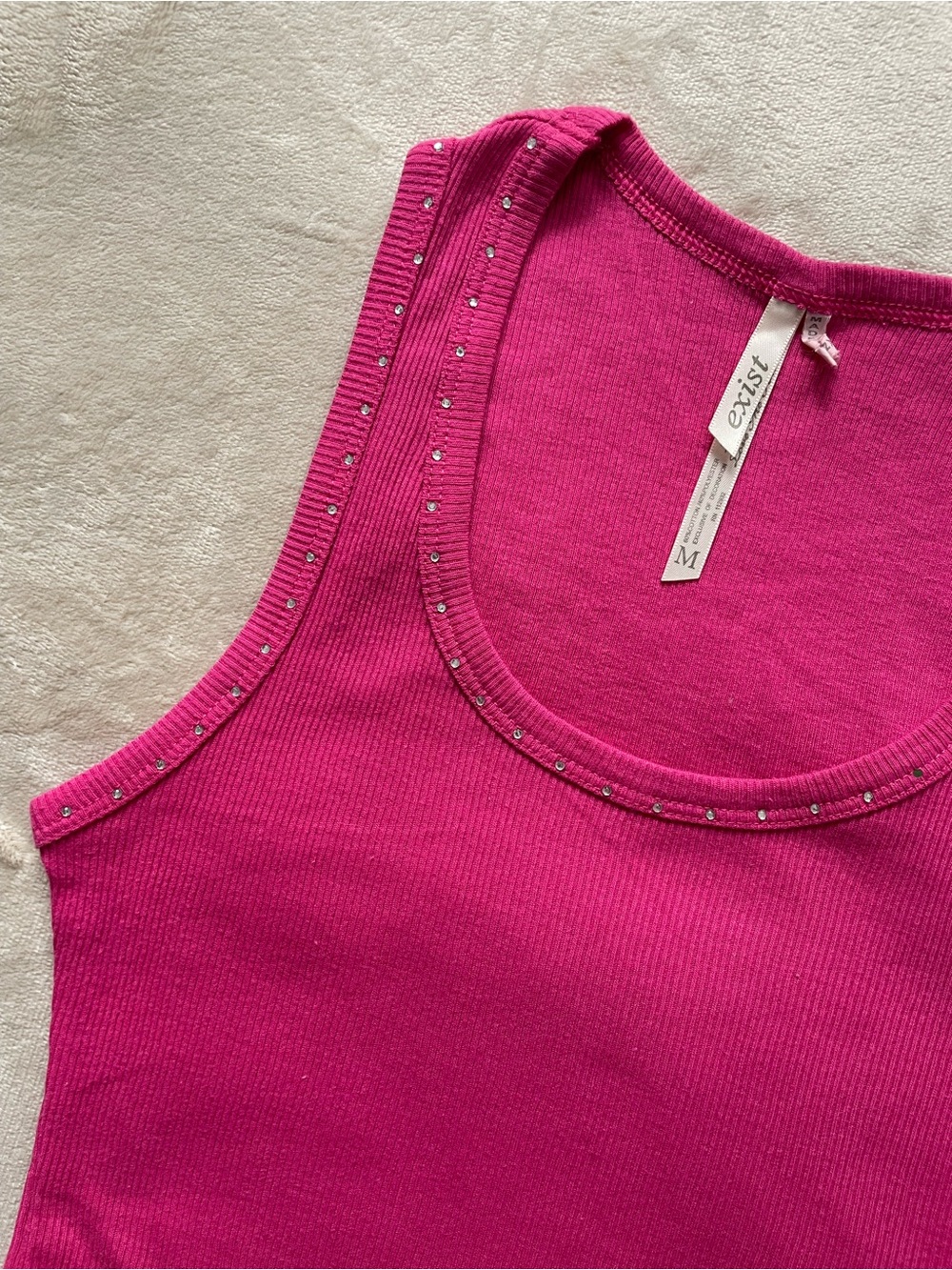 Hot Pink Rhinestone Tank Top - Picture 2 of 7